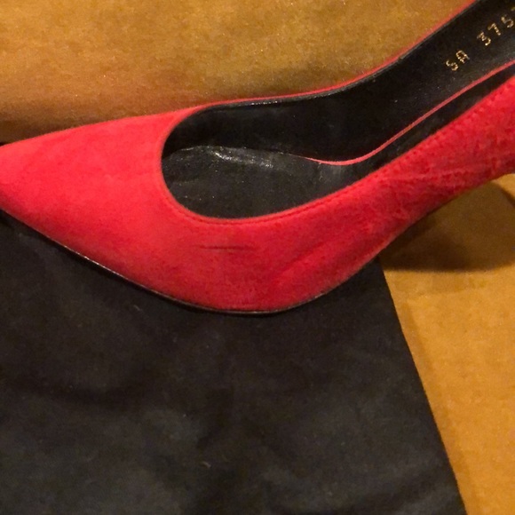 Saint Laurent Red suede Heels 36 1/2 - Picture 6 of 7